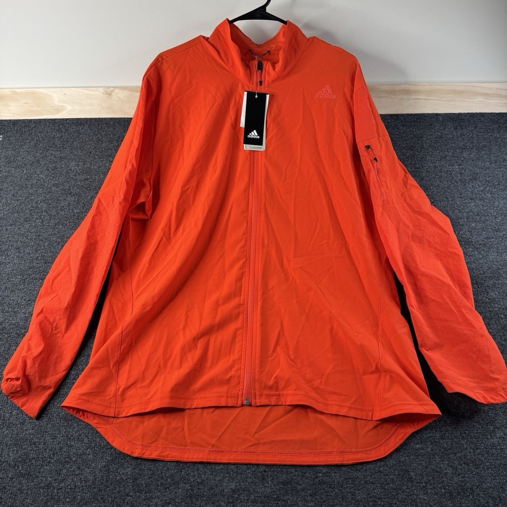Adidas Energy Running Climastorm Mens Sz XL  Windbreaker Full Zip Orange NWT